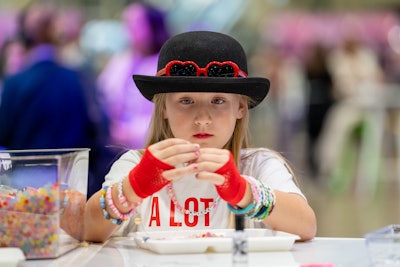 A massive bracelet-making area features more than 5 million beads.