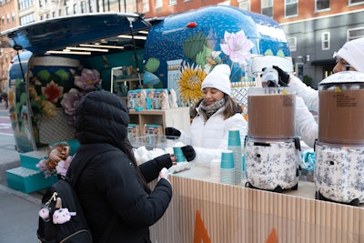 Last month, CNC Agency created and executed a two-day branded Airstream holiday pop-up event in NYC for Moroccanoil. The experience showcased the haircare brand’s exclusive holiday collection, offered free samples, and enabled on-site purchases, all within a colorful branded Airstream. To encourage chilly guests to stay awhile, staffers served complimentary hot chocolate with Moroccanoil-branded marshmallows.