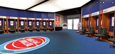 Fans who enter Detroit Pistons World will be able to take a tour of the NBA team's locker room—just as it appears IRL at Little Caesars Arena.