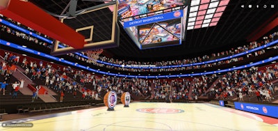 Detroit Pistons World is billed as the first-ever digital twin arena created by the NBA's Detroit Pistons in partnership with MeetKai, a browser-based immersive AI platform. The experience features an exact virtual replica of the Michigan basketball team’s home court.
