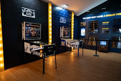 Fans could test their skills at custom-made Army and Navy pinball games.