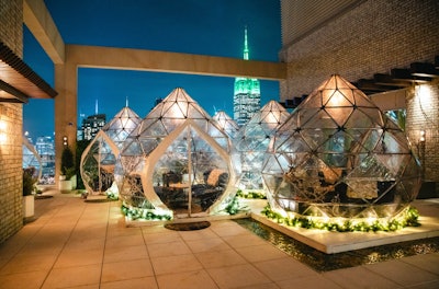 Set atop Renaissance New York Chelsea Hotel is Somewhere Nowhere NYC, which puts on a Winter Wonderland celebration each year to mark the opening of its rooftop teardrop igloos. A reservation in one of these enclosures is highly sought after during the holiday season—not only as a festive activity (each igloo features a personal fireplace and festive plush seating and blankets) but also for its panoramic views of the Manhattan skyline.