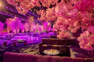 Another winter event that transported guests to warmer seasons was the 2020 SAG Awards' official after-party. Producers Event Eleven adopted a 'cherry blossom forest' theme for the January event, mixing trees featuring various shades of pink blossoms with plush furniture and walnut details. See more: See the SAG Awards' Cherry Blossom-Filled After-Party