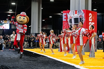 Ohio State's mascot, Brutus Buckeye, was on hand to amp up the crowd.