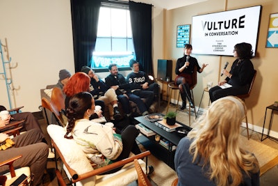 The space also hosted a three-part, invitation-only morning event series, Vulture: In Conversation—presented by The Starbucks Coffee Company. The series brought together actresses Alison Brie, Rose Byrne, and Marlee Matlin for intimate discussions with Vulture's editorial team.