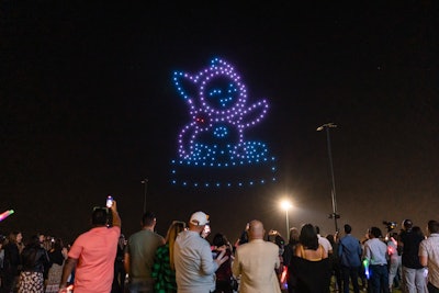 6sense's drone show spotlighted the company's mascot, Revvy.