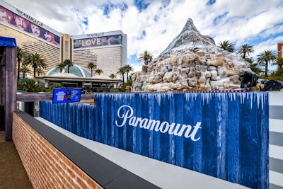 One of the most talked-about activations from 2024? Paramount's 'Expedition Vegas.' The block-long, immersive fan experience showcased Paramount’s fan-favorite shows, films, and franchises across 10 brands through bespoke content, interactive games, photo opportunities, exhibits, giveaways, and more. AGENC Experiential handled design and production for the massive build, which included a literal mountain atop The Mirage's existing lagoon. The massive branded mountain required 36,000 square feet of decking and 45,000 pounds of a mountain build. Read the full 2024 recap: Super Bowl LVIII: How Brands, Athletes, and Other A-Listers Celebrated in Vegas