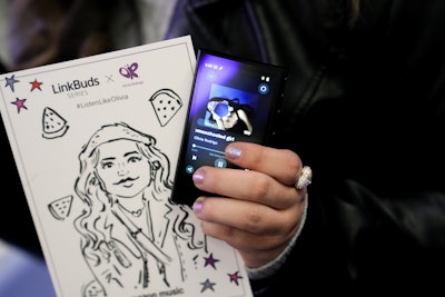 While attendees listened to Rodrigo's music with the help of LinkBuds and Sony Walkmans on the Amazon Music Listening Car, a sketch artist was on hand to capture their reactions.