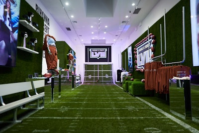 Rihanna's solo halftime show (and baby bump reveal) also wowed the crowd in 2023. The singer's lingerie brand, Savage X Fenty, even released a Game Day Collection complete with football-themed styles in honor of her halftime takeover. This three-day retail “Xperience” took place in LA’s Fairfax shopping district ahead of the big game and tapped California-based Cat/Alina Productions to outfit the space in spray-painted turf and brown, green, and white hues. Read the full 2023 recap: The 17 Events That Put ‘Super’ in Super Bowl LVII