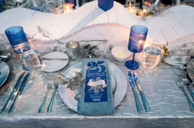 For one of the centerpiece designs, ENSO Creative utilized 4,000 Bazic Products pencils to create rolling hills accented with greenery and candles. See more: How Office Supplies Became Chic Party Decor at This Anniversary Bash