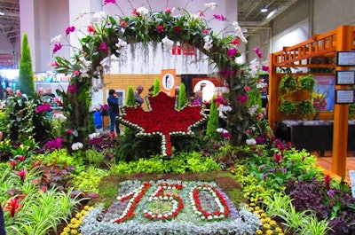In 2017, Canada celebrated its 150th anniversary of Confederation with a number of official ceremonies and commemorations. One of those was flower show Canada Blooms, where the City of Toronto’s garden featured red and white flowers that depicted a maple leaf and the number of years of the country's Confederation. The installation was designed by Curtis Evoy and Stanley Roszak.