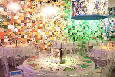 Here's an oldie but a goodie: For the Museum of Contemporary Art North Miami's 15th anniversary in 2012, designer David Stark used past press releases, editorial clippings, photos, and invites to decorate the walls of the institution. The color-coded mosaic also covered lampshades suspended from the ceiling. “We’re looking at 15 years of MOCA existence, creating decor entirely out of abstractions or croppings of the different graphics that appeared in catalogs, ads, press pieces, invites, and posters throughout the 15 years,” Stark told BizBash at the time. “It's this incredible collage created with the museum’s content. It allows us to create something new and exciting, but still have meaning of what everyone came together for.” See more: MOCA Showcases History With Color-Coded Collage at 15th Anniversary Event