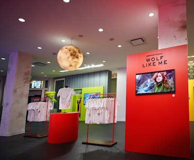 Under the moon—literally—a display for the show Wolf Like Me featured racks of custom-made, ripped-up T-shirts. This Easter egg “was so captivating that we had to glue [the shirts] to hangers because everyone who came in wanted to buy them!” Kaye dished.