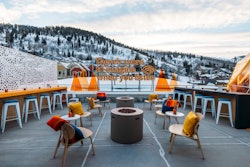 Festivalgoers were able to relax by a fireplace on an outdoor terrace, complete with a cozy heated yurt.