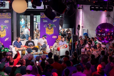 Barstool Live, hosted by Dave Portnoy, Dan Katz, and Jon Gruden, was broadcast live from The Frat House bar on Bourbon Street during the week. The show aired in real time on BarstoolSports.com, and welcomed special guests such as Matt Patricia, Greg Olsen, Sean Payton, and Gillie Da Kid.