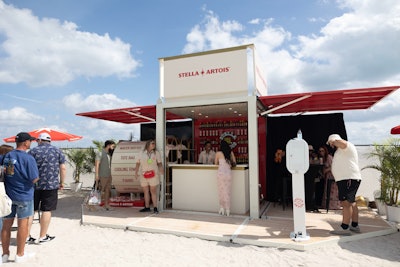 Stella Artois was back with a new and wildly popular branded swag wheel activation that sold out quickly throughout the weekend. The beer company also had a photo station, a french fry Airstream, and, of course, free-flowing brews.