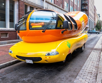 During the ADWEEK House event, Instacart brought by mascots and a 'weinermobile,' which was featured in the brand's Super Bowl commercial