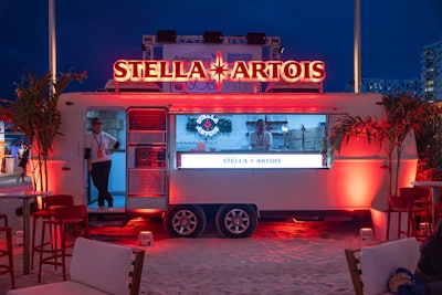 The Stella Artois Airstream made an appearance on the Burger Bash beach.