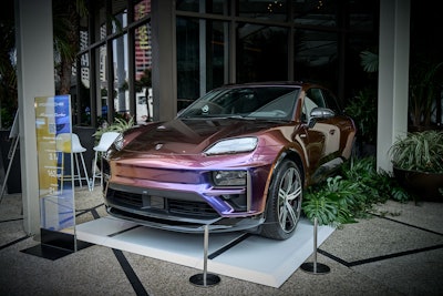 Event sponsor Porsche displayed its new Macan Electric outside the entrance to Four Seasons Hotel New Orleans, where the brunch took place.