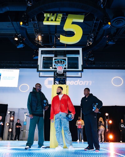 The “courts”—named The 5, The 3, and The 1.5—referred to Chase Freedom cardmember perks: 5% cash back on Chase Travel, 3% cash back on dining and drugstore purchases, and 1.5% cash back on all purchases.