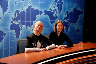 Fans could also sit at the 'Weekend Update' desk, participate in the viral 'dick in a box' performance, and hang out in the Wayne’s World basement. There was also a 'Five-Timers Club' hangout complete with complimentary drinks, and a gift shop filled with limited-edition SNL50 merch for purchase.