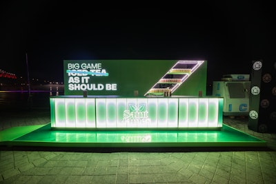 The event featured a variety of standout sponsor activations, including a custom Pepsi bar featuring cocktails and mocktails inspired by the brand’s most popular flavors, along with beverages from Celsius, Anheuser-Busch, and Saint James Iced Tea (pictured). Verizon, the party’s exclusive wireless and cellular parter, hosted content capture zones and charging stations, while U.S. Polo Assn. outfitted staffers in co-branded, premium apparel.