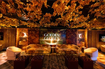 Immersion in a nature theme can happen indoors, too. For this year's Golden Globes, for example, The Beverly Hilton hosted a stunning VIP viewing party, designed and produced by Avenge Creative.