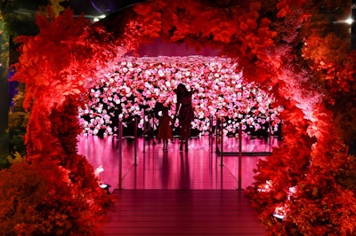 In May 2024, Genesis House hosted 'BLOOMTANICA,' an exhibition by floral artist Jeff Leatham. The surreal world featured IRL installations combined with digital components, exploring the relationship between nature and technology. Each floor was a multidimensional, sensory experience—from the cascading displays in the showroom to the winding mirrored columns and LED experience in The Cellar Stage, the venue’s event space. Hues of deep purple, lavender, and plum, complemented by bright orange accents, drew inspiration from both Leatham’s signature Vanda orchid and the Korean night sky. See more: Tech Bloom: See Inside Jeff Leatham’s New Immersive Floral Exhibition