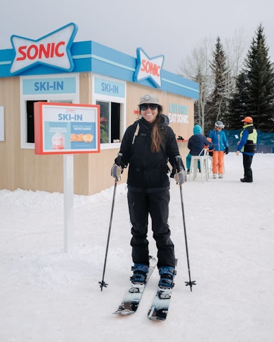 The SONIC Ski-In looked like a replica of a SONIC Drive-In, complete with its double-delta, blue-and-red marquee sign.