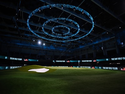 TGL's venue boasts more than 350 feet of LED ribbon boards and in-venue screens for messaging and hyping the crowd.