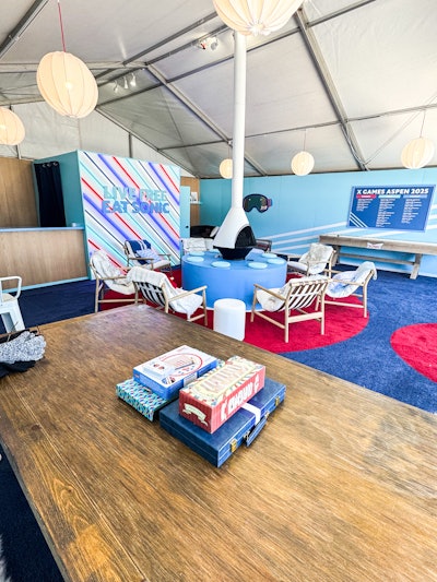 The SONIC Lounge leaned into the après lifestyle with cozy fireplaces, exclusive SONIC merchandise, and board games.