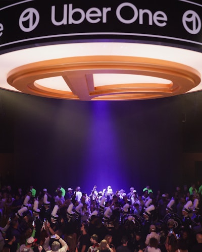 The Uber One logo also formed an eye-catching chandelier over the crowd.