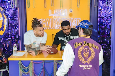 Fans also enjoyed free food and beverages from Beignet Box and Lucky Dogs, as well as music, an appearance by mascot Mike the Tiger, and special appearances from former LSU athletes: Tyrann Mathieu, Clyde Edwards-Helaire, Brian Thomas Jr., and a selection of current football players.