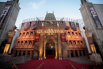 One of Tremble's most memorable events is this massive colosseum build for the premiere of Gladiator II at the TCL Chinese Theatre.