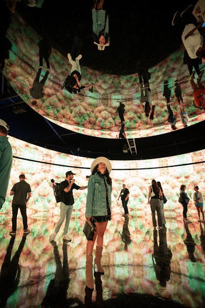 The event gave away 30,000 viral pistachio kunafa chocolates by FIX Dessert Chocolatier; projected an elemental-inspired, AI-powered installation produced by Refik Anadol Studio; and hosted talks about the intersections of space, food, and more.