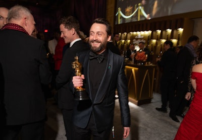The Governors Ball also had a spot for winners like Best Supporting Actor Kieran Culkin (pictured) to get their trophies engraved.