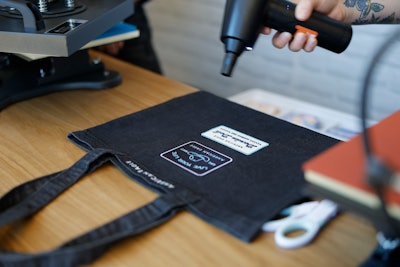 At the pop-up, visitors were able to customize denim totes with Nashville-centric patches.