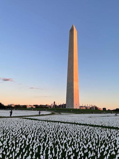In America: Remember showcased hundreds of thousands of white flags on the National Mall, each one representing a life lost to COVID-19.
