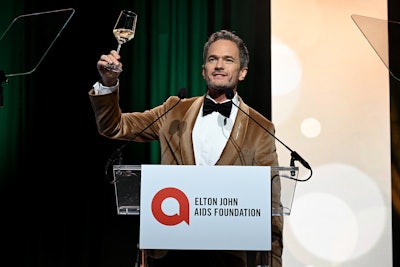 Elton John co-hosted the event alongside Elton John AIDS Foundation Chair David Furnish and actors Jean Smart, Sheryl Lee Ralph, Neil Patrick Harris (pictured), and David Burtka. Presenting sponsors of the event included A+E Networks, Chopard, e.l.f. Beauty, Gilead Sciences, Robert and Dana Kraft, and Bob and Tamar Manoukian. Co-sponsors were Judy and Leonard Lauder, American Airlines, Tequila Don Julio, DAOU Vineyards, Moët Hennessy Private and Petrossian Caviar, and the City of West Hollywood.