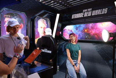 The event also beckoned guests to navigate a mirror maze inspired by Happy Face, pose for pictures with a Star Trek: Strange New Worlds backdrop, and walk the “kill room” from Dexter: Original Sin.