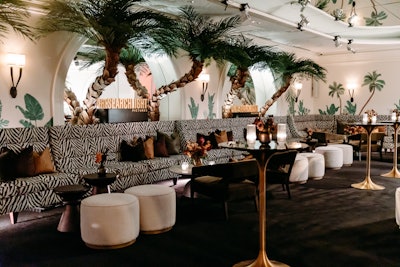 Food stations drew guests to both levels of the restaurant, which also features The Jazz Club upstairs with a bold and playful palette.