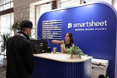 The cafe served over 400 SXSW attendees per day with complimentary caffeine and drinks between live tapings by the likes of Esther Perel and Gabby Thomas. “A cafe at my fingertips—that also made great craft coffee drinks—created a seamless flow to and from our ballroom and data capture to unlock the complimentary drink,” said Tara Reilly, Vox Media's vice president of experiential. She added, “It’s important that when we incorporate sponsors, we not only provide a beautifully designed and engaging activation but that the brand itself doesn’t get lost in the messaging.'