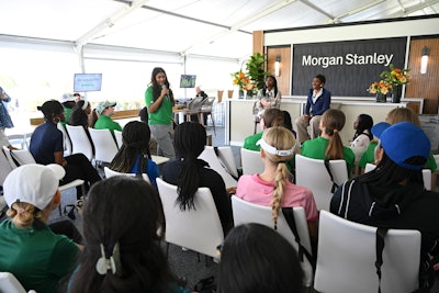Prior to the first round of tournament play, Morgan Stanley hosted a group of First Tee participants and coaches from various chapters in the North Florida region. Attendees participated in a fireside chat with Morgan Stanley’s senior client advisor, Carla Harris, and learned from a group of panelists about the business of golf.
