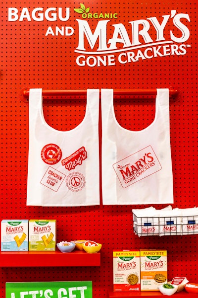 A built-in peg board was used for product and bag display.
