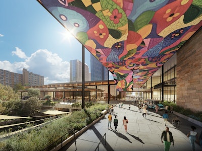 Austin's forthcoming convention center will feature outdoor event space in front of the ballroom and lobby.
