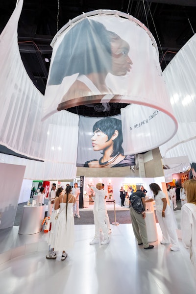 Beyoncé’s haircare line, Cécred, featured an oval booth and presentation stage. Ulta recently announced it's the beauty sponsor for the singer’s Cowboy Carter Tour.