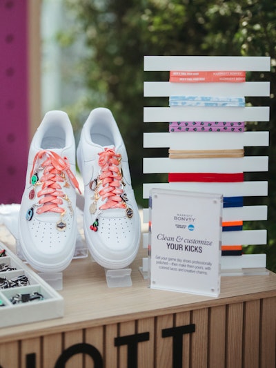 At the activation, Marriott Bonvoy members had the opportunity to freshen up their kicks with stylish laces and charms. Additionally, four Marriott Bonvoy Moments packages were available for members to bid on. They included access to a back-of-house tour of the Alamodome, Final Four weekend VIP events, lower-bowl tickets to the semifinal and championship with in-stadium VIP hospitality, and a four-night stay at San Antonio Marriott Rivercenter on the River Walk.
