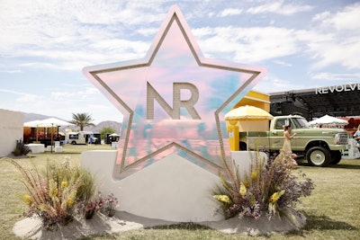 Iridescent signage also popped up at REVOLVE Festival.