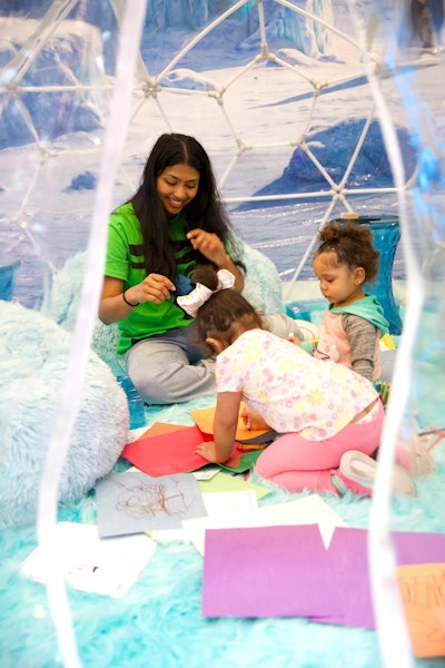 Blizzard Blue's station featured an arctic-themed showcase, complete with an igloo.