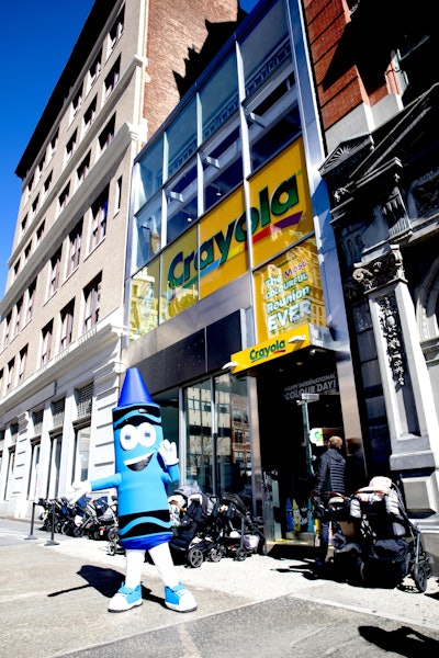 The free public event allowed visitors to experience eight themed, interactive spaces, each hosted by one of the retired crayon characters including Blizzard Blue.